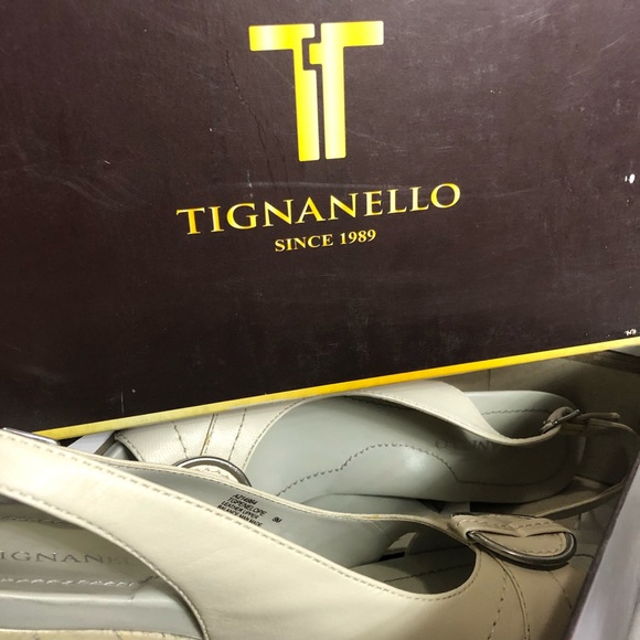 NWT TiGNANELLO Cream Leather Wedge Sandals - Picture 6 of 6